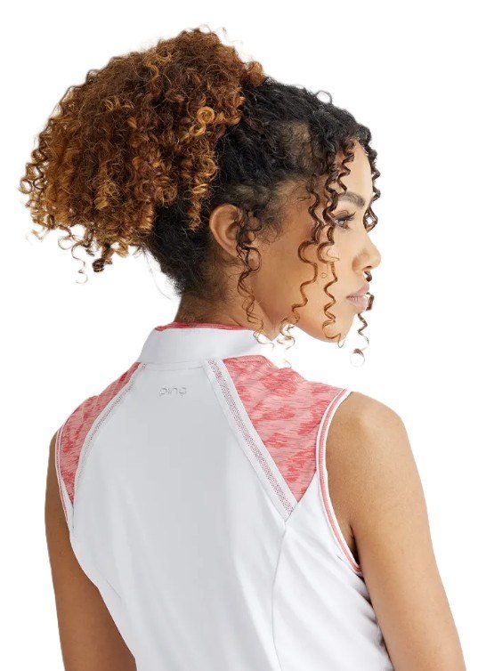 PING Nala Colour Block Sleeveless dámske polo, white/sweat pea