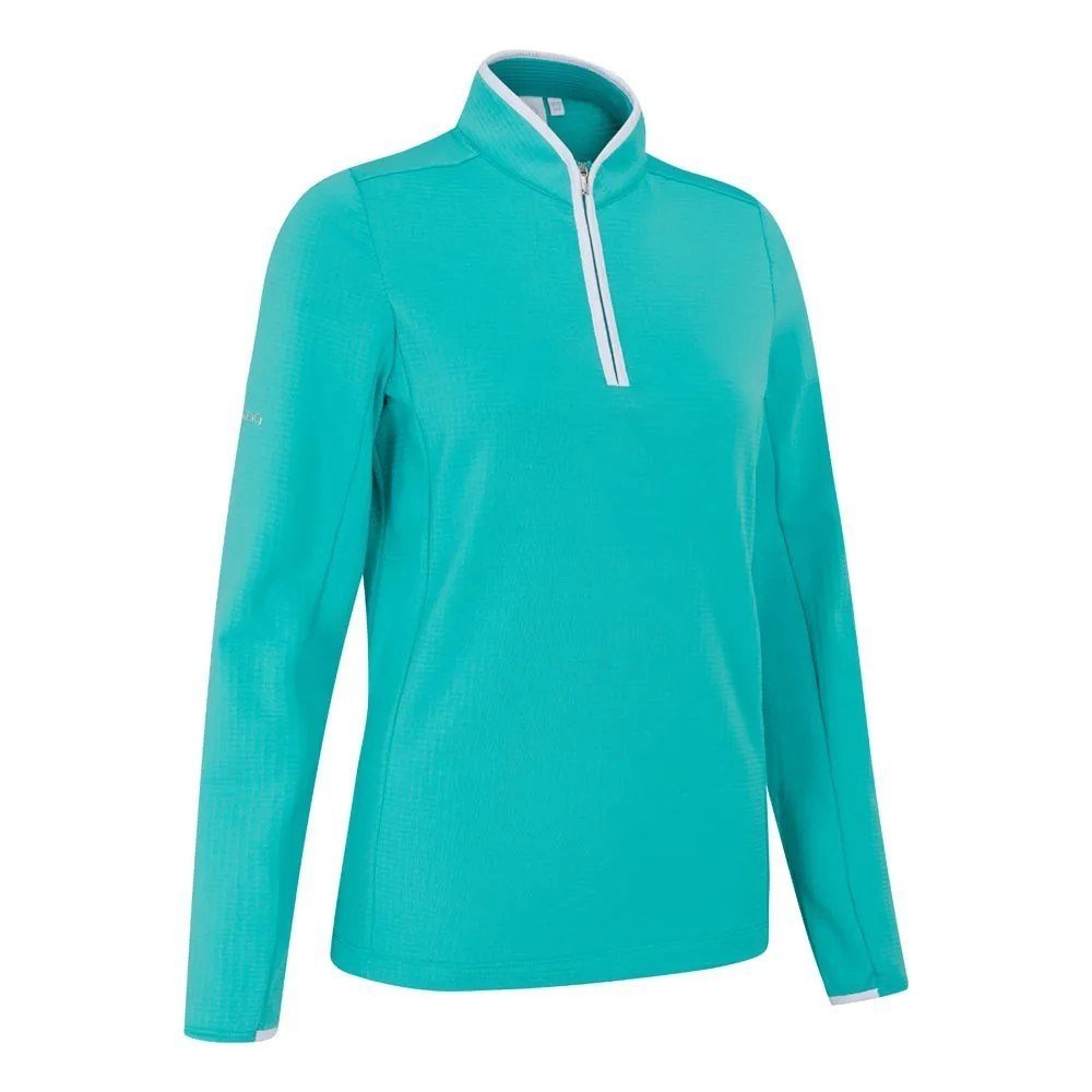 PING Abigale Fleece dámska mikina, jasná aqua