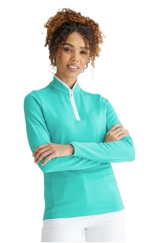 PING Abigale Fleece dámska mikina, jasná aqua
