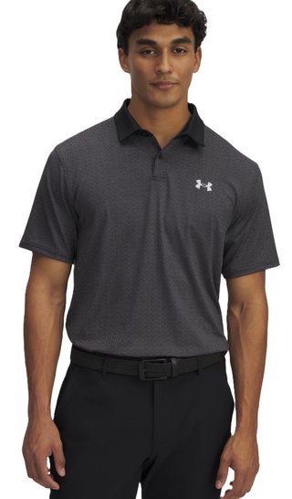 Under Armour T2G Printed pánske polo, black/halo gray