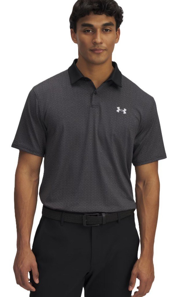Under Armour T2G Printed pánske polo, black/halo gray