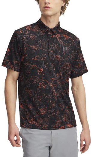 Under Armour Playoff 3.0 Printed pánske polo, black/fire/castlerock