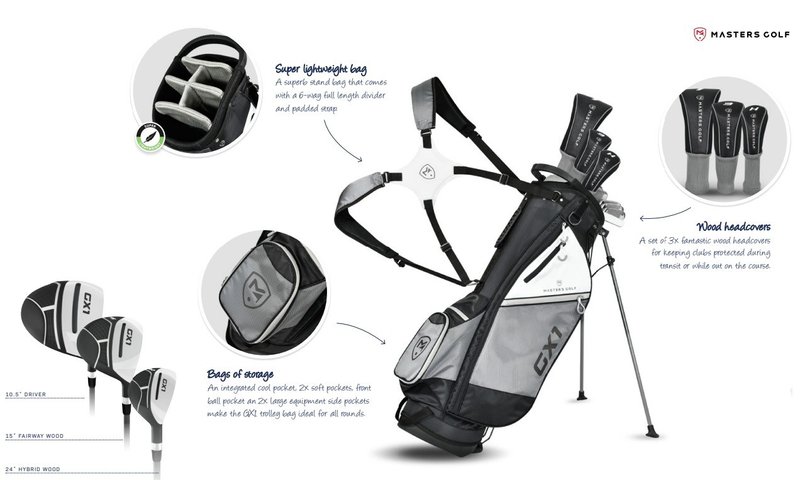 Masters GX1 Gts pánsky golfový set, grafit, + stand bag, čierna/sivá/biela