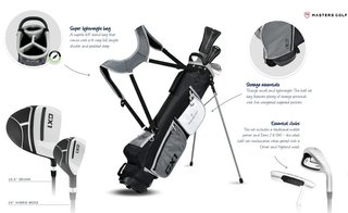 Masters GX1 Gts pánsky golfový polset, grafit + stand bag, čierny/sivý/biely