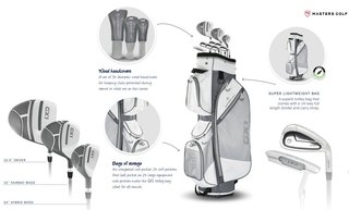 Masters GX1 dámsky golfový set, grafit + cart bag