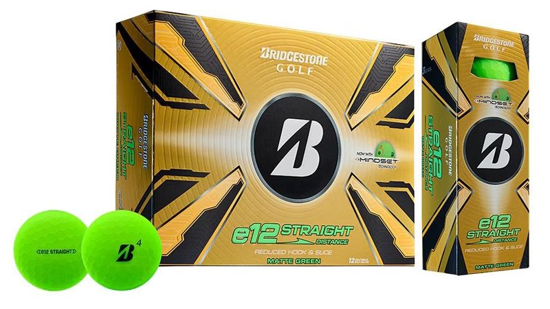 Bridgestone e12 Straight MindSet golfové loptičky, matné zelené