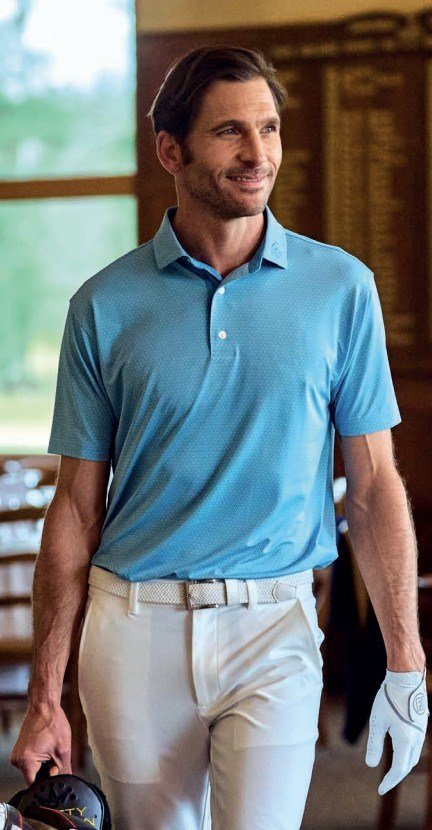 FootJoy Deco Diamond Print pánske polo, air blue/high tide