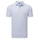 FootJoy Gamer Print Pique pánske polo, white/air blue/tide/magenta