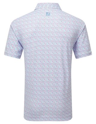 FootJoy Gamer Print Pique pánske polo, white/air blue/tide/magenta