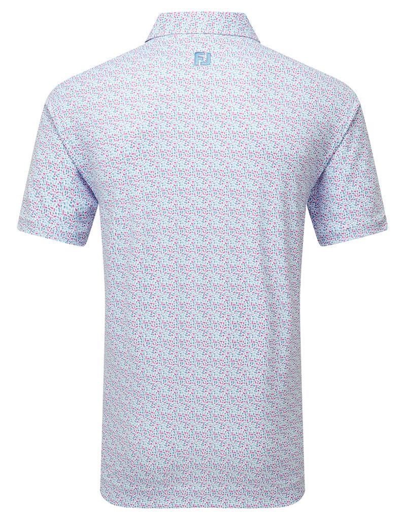 FootJoy Gamer Print Pique pánske polo, white/air blue/tide/magenta
