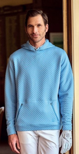 FootJoy Textured Knit Hoodie pánska mikina, air blue