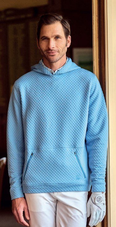 FootJoy Textured Knit Hoodie pánska mikina, air blue
