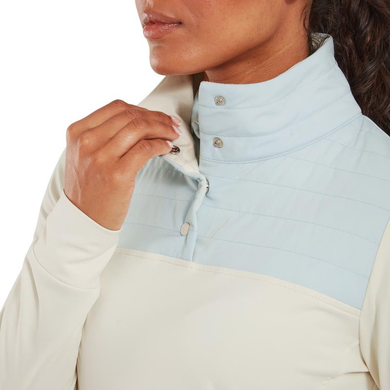 FootJoy ThermoSeries Hybrid Popover dámska mikina, off white/ice blue