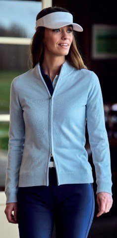 FootJoy Drirelease Full-Zip Lined dámsky sveter, ice blue