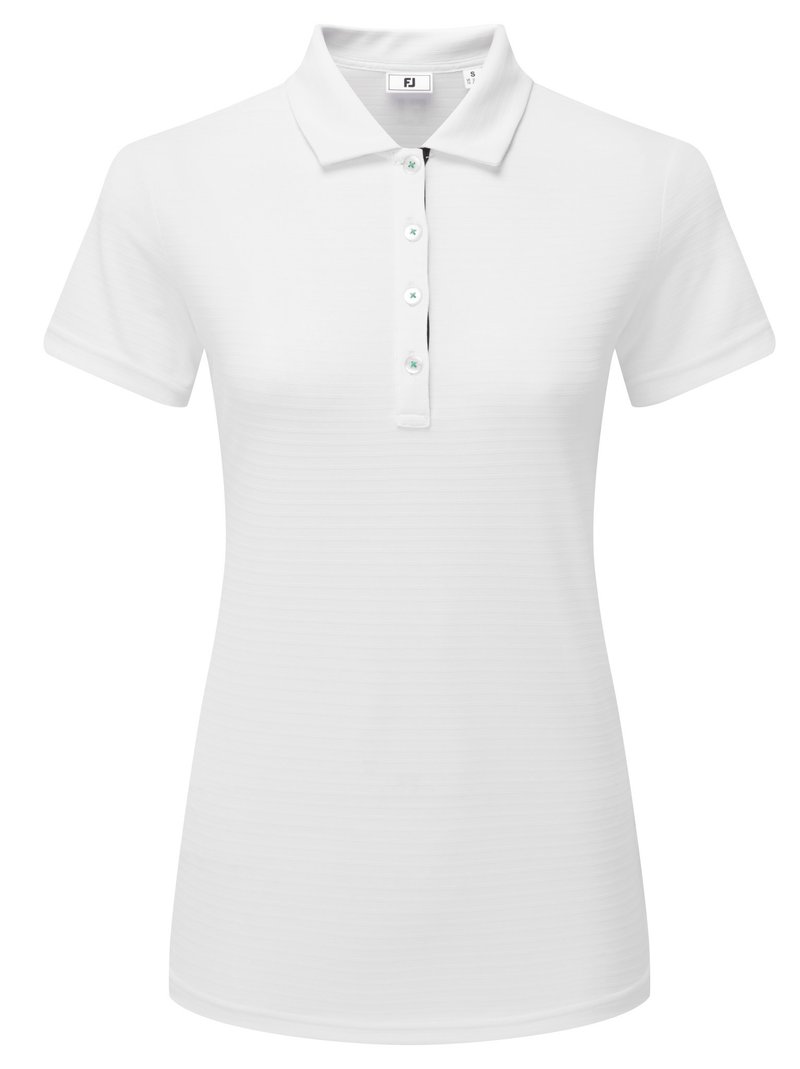 FootJoy JAQUARD STRIPE dámske polo, bielo/tmavomodro/smaragdové