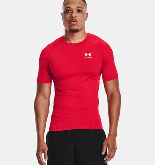 Under Armour HeatGear pánske termo tričko, červeno/biele