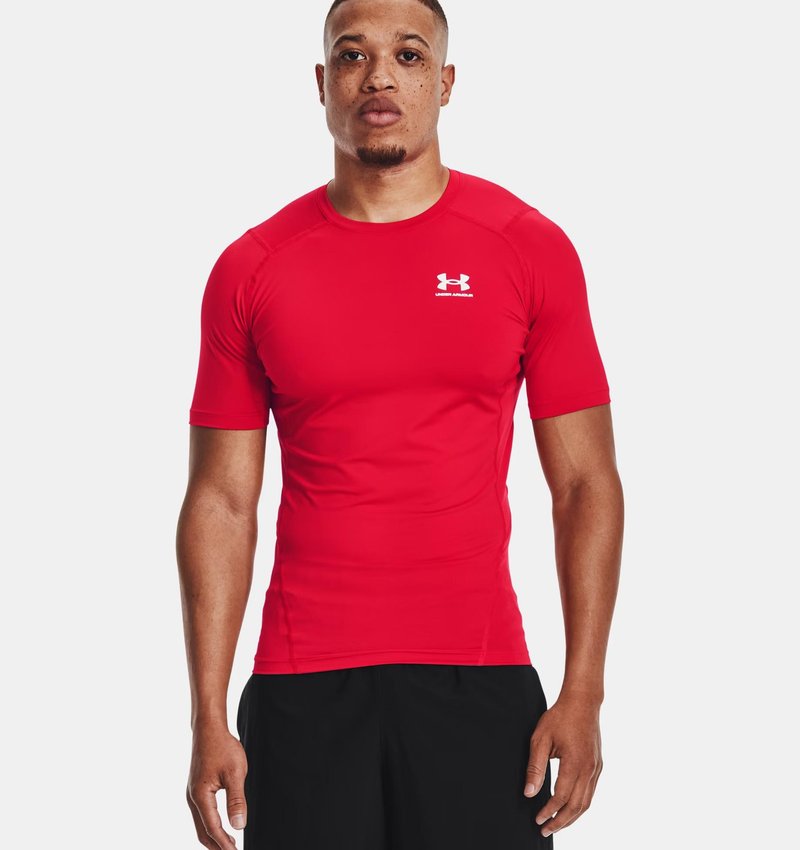 Under Armour HeatGear pánske termo tričko, červeno/biele