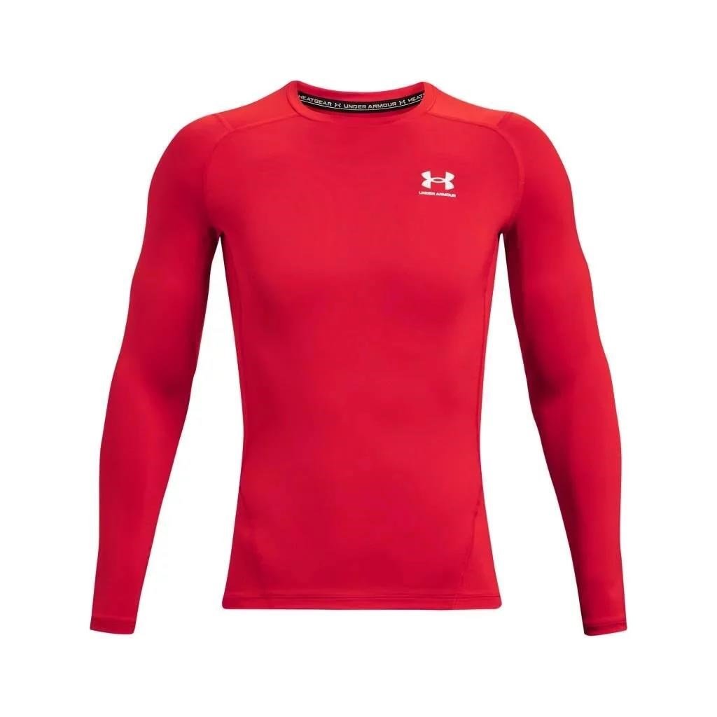 Under Armour HeatGear pánske kompresné tričko s dlhým rukávom, červené