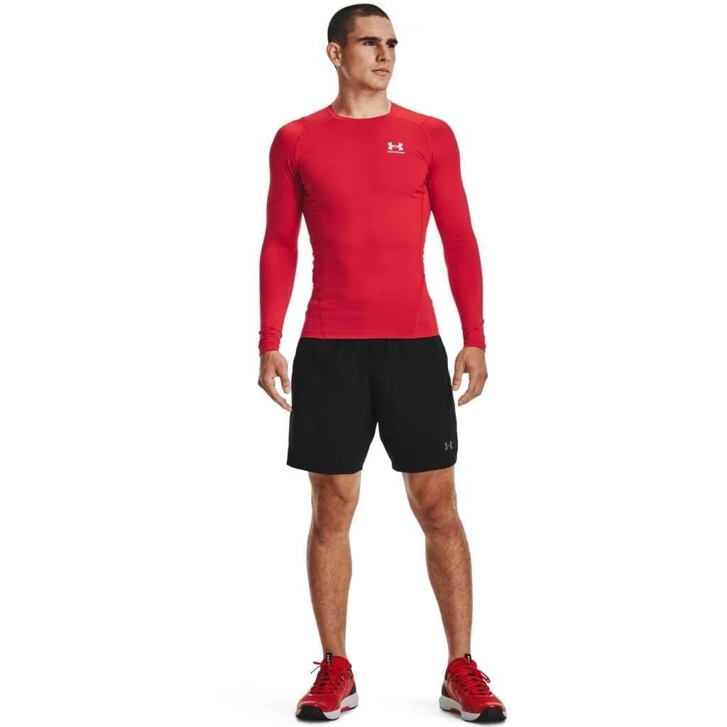 Under Armour HeatGear pánske kompresné tričko s dlhým rukávom, červené
