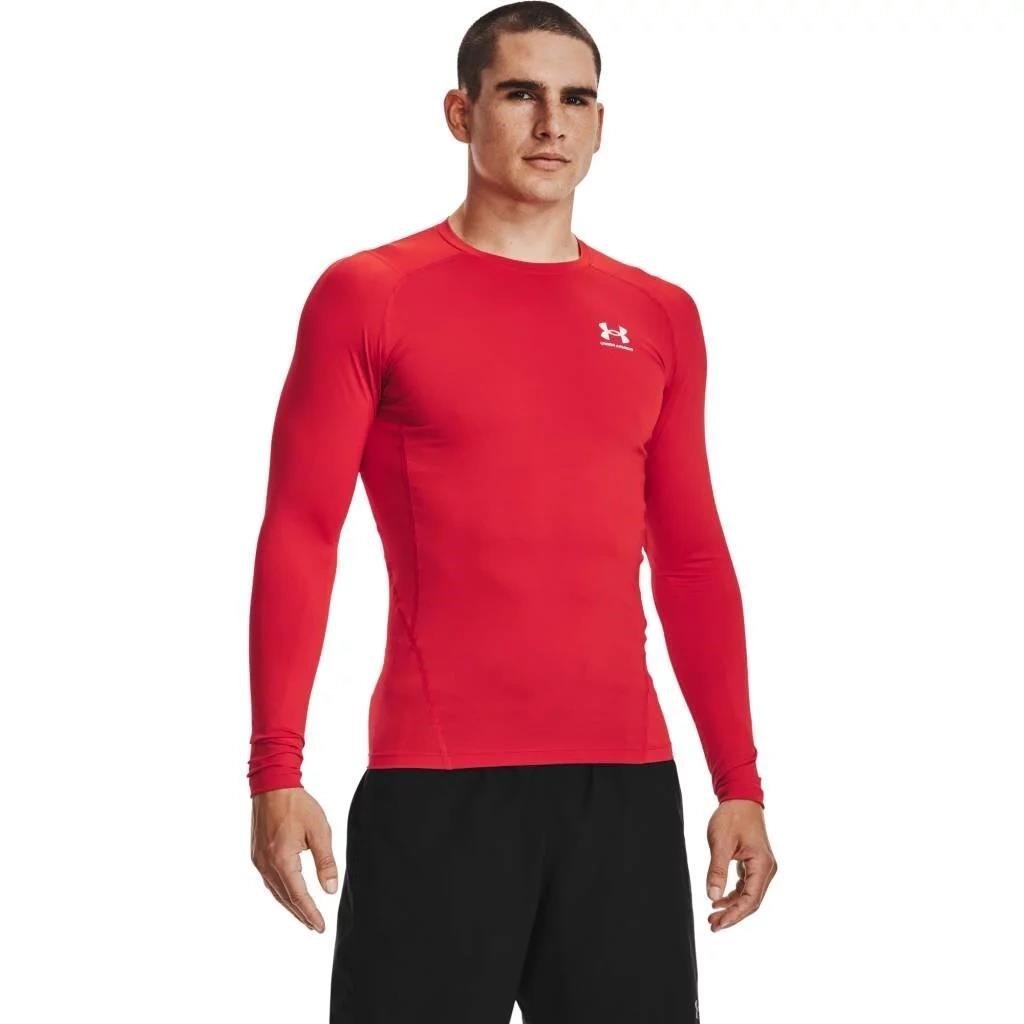 Under Armour HeatGear pánske kompresné tričko s dlhým rukávom, červené