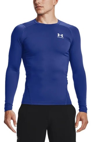 Under Armour HeatGear pánske kompresné tričko s dlhým rukávom, kráľovská modrá