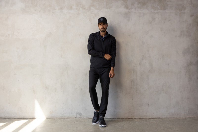 Travis Mathew Wanderlust quarter zip pánska bunda, čierna
