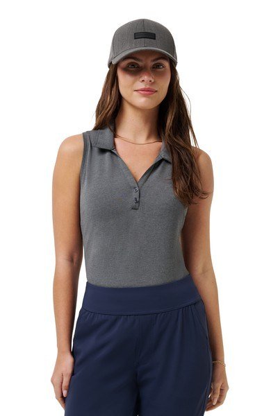 Travis Mathew Featherweight Active 2.0 Sleeveless dámske polo, heather black