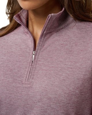 Travis Mathew Featherweightt Active zip long sleeve dámske polo, heather damson