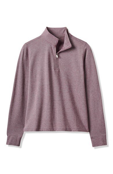 Travis Mathew Featherweightt Active zip long sleeve dámske polo, heather damson