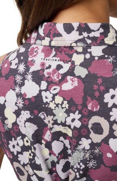 Travis Mathew Featherweight Printed Sleeveless dámske polo, graystone floral multi
