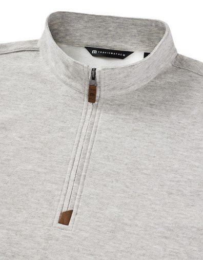 Travis Mathew Cloud pánsky sveter 1/4 zip, heather grey