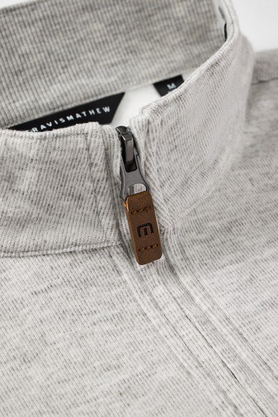 Travis Mathew Cloud pánsky sveter 1/4 zip, heather grey