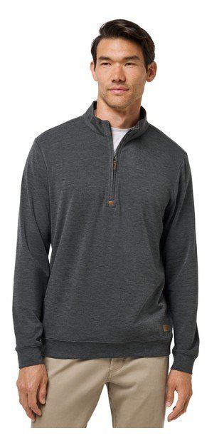 Travis Mathew Cloud pánsky sveter 1/4 zip, heather black