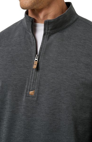 Travis Mathew Cloud pánsky sveter 1/4 zip, heather black
