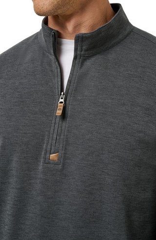 Travis Mathew Cloud pánsky sveter 1/4 zip, heather black