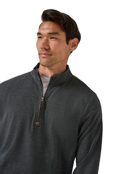 Travis Mathew Cloud pánsky sveter 1/4 zip, heather black