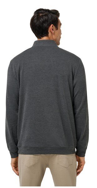 Travis Mathew Cloud pánsky sveter 1/4 zip, heather black