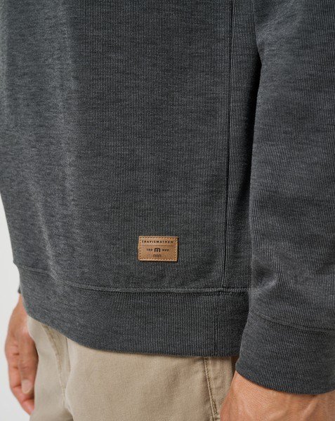 Travis Mathew Cloud pánsky sveter 1/4 zip, heather black