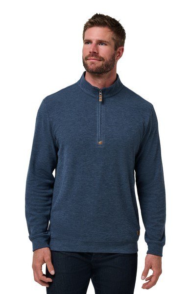 Travis Mathew Cloud pánsky sveter 1/4 zip, heather navy