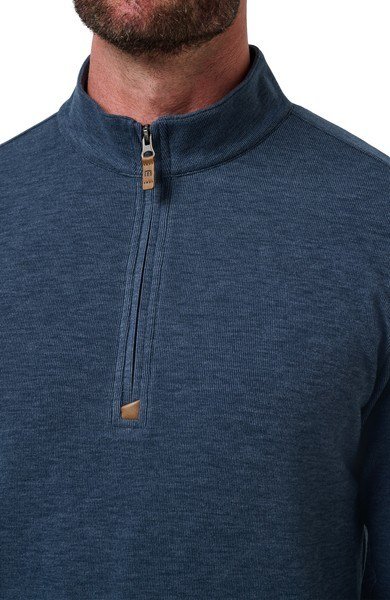 Travis Mathew Cloud pánsky sveter 1/4 zip, heather navy