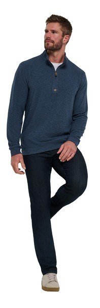 Travis Mathew Cloud pánsky sveter 1/4 zip, heather navy