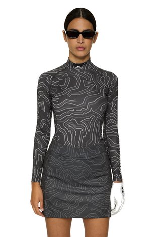 J.Lindeberg Ella Print Compression dámske tričko, asphalt