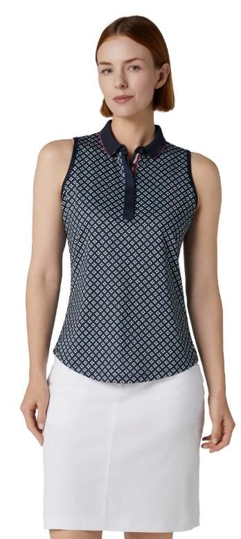 Callaway Mini Geo Floral Sleeveless dámske tričko, peacoat