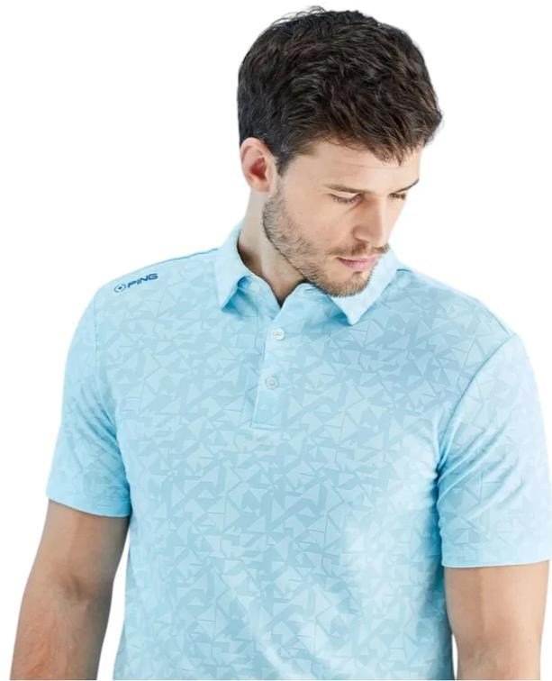 PING Geo Camo pánske polo, crystal blue