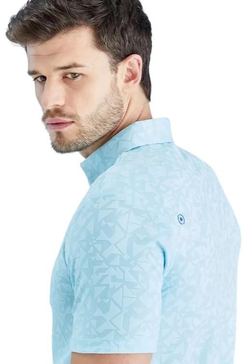 PING Geo Camo pánske polo, crystal blue