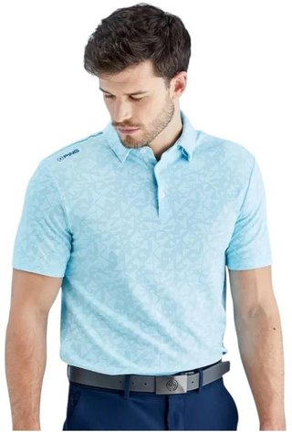 PING Geo Camo pánske polo, crystal blue
