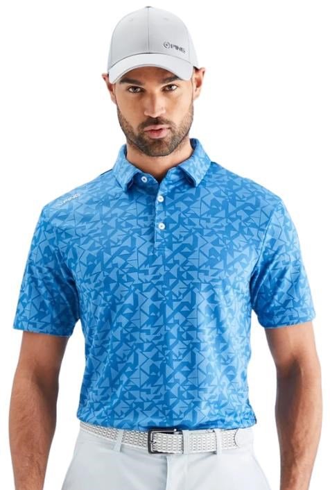 PING Geo Camo pánske polo, tidal blue