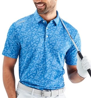 PING Geo Camo pánske polo, tidal blue