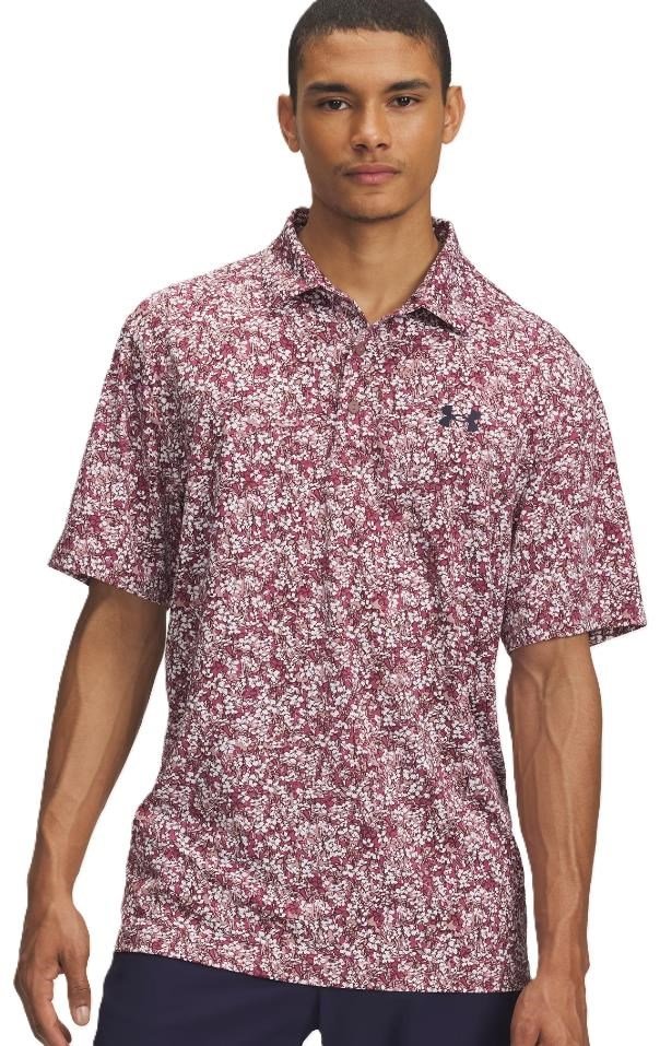 Under Armour Playoff 3.0 Printed pánske polo, tourmaline pink/dark maroon/midnight navy