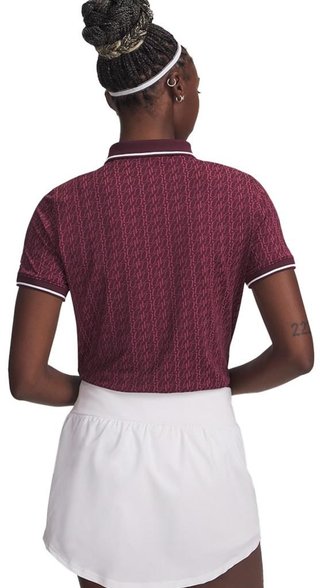 Under Armour Playoff Jacquard dámske polo, dark maroon/fuchsia dusk/white